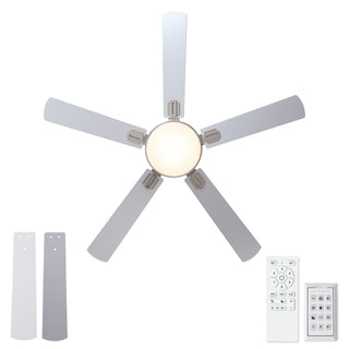 Flush Mount Ceiling Fans With LED Light And Remote Control, 5 Blades