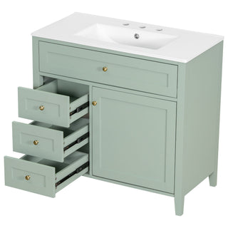 Bathroom Vanity With Sink, 3 Drawers & Cabinet With Adjustable Shelves