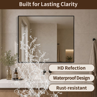 Rectangular Framed Bathroom Wall Mirror, Horizontal Or Vertical Mount