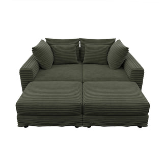 Convertible Deep Seat Sofa With Soft Pillows And Ottomans