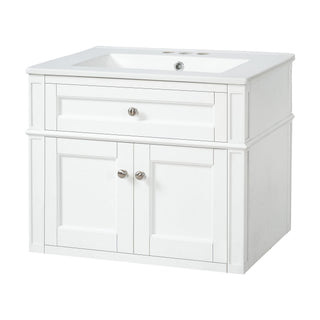 Wall Mounted Bathroom Vanity With Tip Out Drawer And Open Back Design
