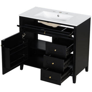 Bathroom Vanity With Sink, Cabinet With 3 Drawers And Adjustable Shelf