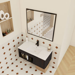 Wall Mounted Floating Bathroom Vanity With Open Shelf & Soft Close Door