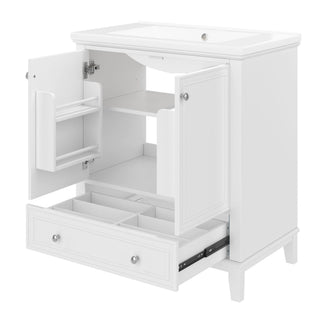 30" Bathroom Vanity With Sink Combo Undermount Sink, Cabinet With Doors And Drawer - White