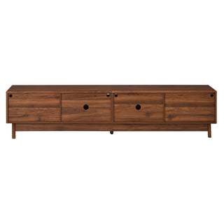 TV Stand With LED Lights And Glass Drawers For Living Room - Walnut
