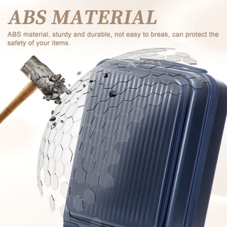 Luggage Set With Cosmetic Case, Combination Lock, Front Opening Design