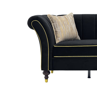 3 Seater Sofa With Rolled Arms, Vertical Channel Tufted Backrest
