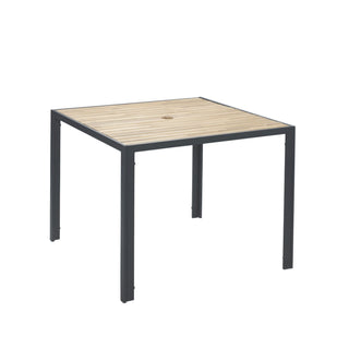 5 Piece Patio Dining Table Set, Acacia Wood Table Top With Umbrella Hole