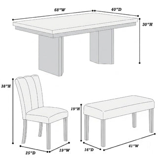 2 Tone Dining Table Set With Upholstered Side Chairs