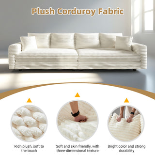 Deep Seat Convertible Sofa With Soft Pillows And Ottomans