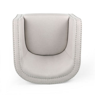 Modern Upholstered Swivel Club Chair With Nailhead Trim