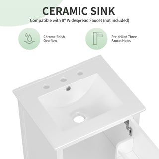 Modern Bathroom Vanity With Sink, Cabinet Storage, Drawer & Adjustable Feet