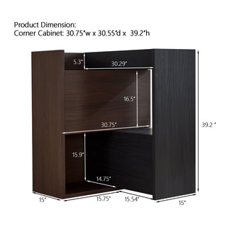 Modern Extendable & Rotating Cabinet With Drawer And Flip Doors For Versatile Storage - Black / Dark Walnut
