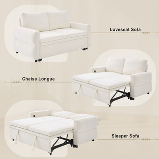 Convertible Sofa Bed Loveseat With Adjustable Backrest And USB Ports