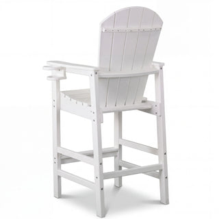 Outdoor Bar Height Adirondack Patio Chair With Cup Holder And Armrests All Weather UV Resistant - White