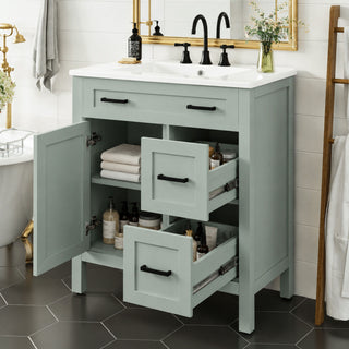 Bathroom Vanity With Sink, 2 Soft Close Drawers, 1 Soft Close Door, Adjustable Shelf
