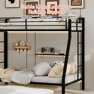 Bunk Bed For Kids, Convertible Frame With Ladders & Guardrail