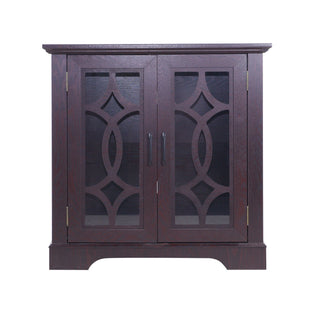 Modern Sideboard With Tempered Glass Doors - Ox Blood Red