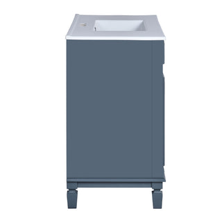 Bathroom Vanity With Top Sink, Mirror Cabinet, 2 Soft Closing Doors & 2 Drawers