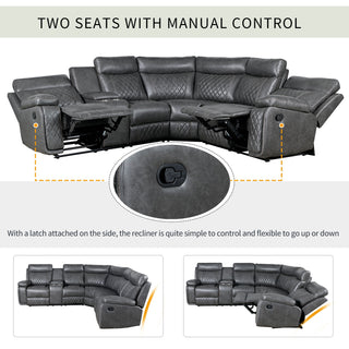 Home Theater Seating Manual Recliner With Cup Holder, Hide - Away Storage Reclining Sofa For Living Room, Home Theater