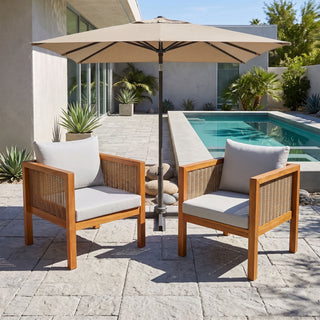 2 Piece Outdoor Armchair Set With Cushion