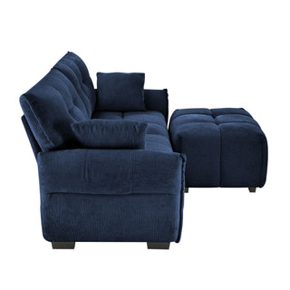Sofa Set With Ottoman And Pillows, Textured, High Resilience Cushions