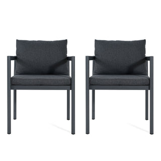 7 Piece Outdoor Dining Set With Table And 6 Chairs - Black / Gray / Teak