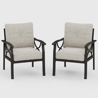 All-Weather Armchairs With Cushions, Modern Sculptural Design (Set of 2)