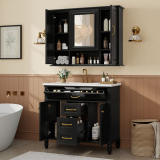 Modern Freestanding Bathroom Vanity With Sink, Cabinet, Soft-Close Drawers, Tip-Out Tray