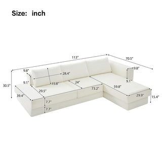 L-Shaped Modular Sofa With Double Layer Cushion