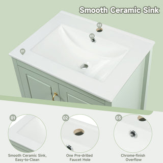 Retro Bathroom Vanity With Sink, Soft Closing Cabinet & Drawers