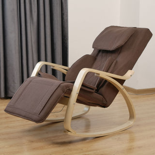 Comfortable Relax Rocking Chair With Full Massage Function Cotton Fabric Air Pressure - Brown