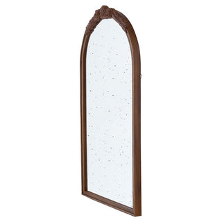Hand Carved Rose Antique Mirror Frame, Wood Arch Mirror Wall Decor For Living Room
