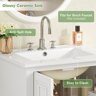 Modern Bathroom Vanity With Sink, Cabinet With Drawer And Dividers, Rectangular Storage Unit