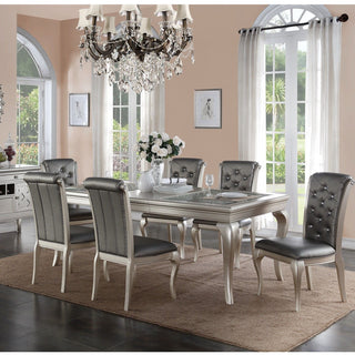 Rectangle Dining Table With Carved Accents - Champagne / Silver