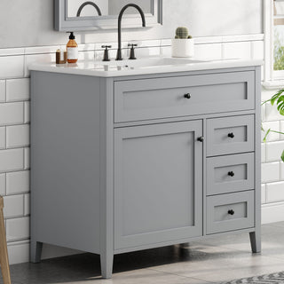 Bathroom Vanity With Sink, Cabinet With 3 Drawers And Adjustable Shelf