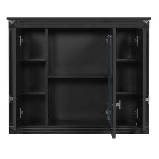 Wall Mounted Bathroom Cabinet With Mirror And 5 Shelves, Rectangular Design
