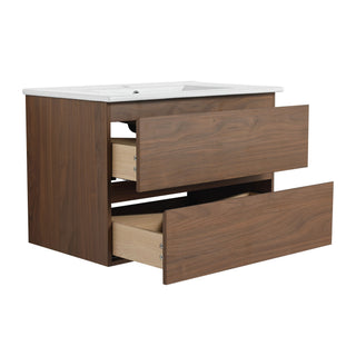 Wall Mounted Bathroom Vanity & Sink, 2 Soft Close Drawers
