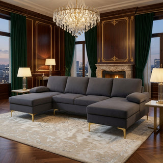 U - Shaped Sectional Sofa With Double Chaise