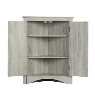 Triangle Bathroom Storage Cabinet With Adjustable Shelves, Freestanding Floor Cabinet - Oak