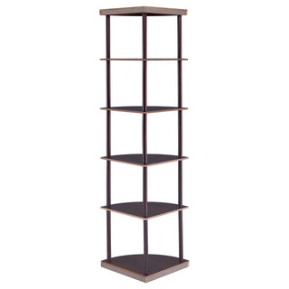 Corner Bookcase With 5 Shelves, Compact Design For Living Room - Cappuccino