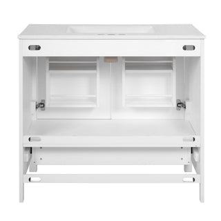 Bathroom Vanity With Sink, Soft Close Doors, Double Shelves & Divided Drawer