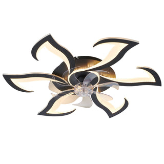 Flower Ceiling Fan With LED Dimmable Light, Flush Mount Ceiling Fan With Remote Control, Low Profile Design, 6 Speeds, Timing Function
