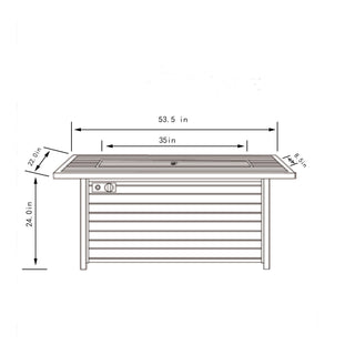Propane Gas Fire Pit Table, 50000 Btu, Rectangular For Outside - Light Beige