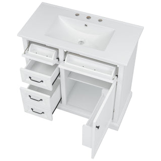 Modern Bathroom Vanity With Sink Top, 4 Drawers And 1 Soft-Close Door