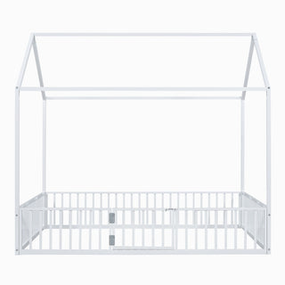 Metal House Bed With Fence And Door