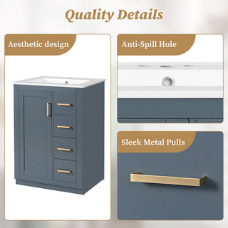 Modern Bathroom Vanity With 1 Door And 3 Drawers