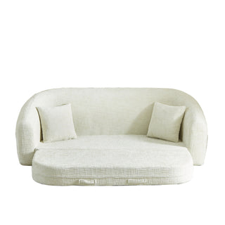 Curved Convertible Sofa, 2 In 1 Fold Out Bed With Pull Out Base And Deep Seat