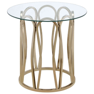 Round Glass Top Table With Polished Metal Base