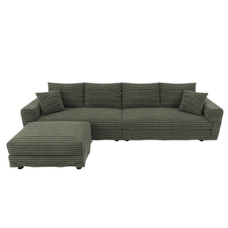 Convertible Deep Seat Sofa With Soft Pillows And Ottomans